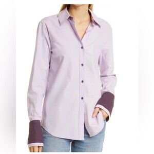 Le Superbe Lavender Ex-Boyfriend Double Cuff Button-Up Shirt SZ 2